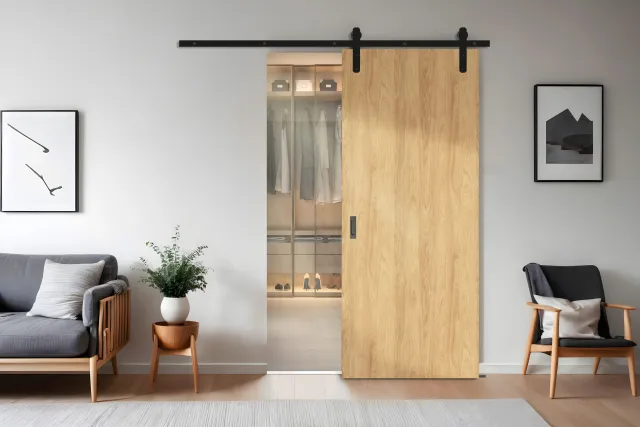 Drzwi przesuwne Erkado – system przesuwny Loft w kolorze dąb classic